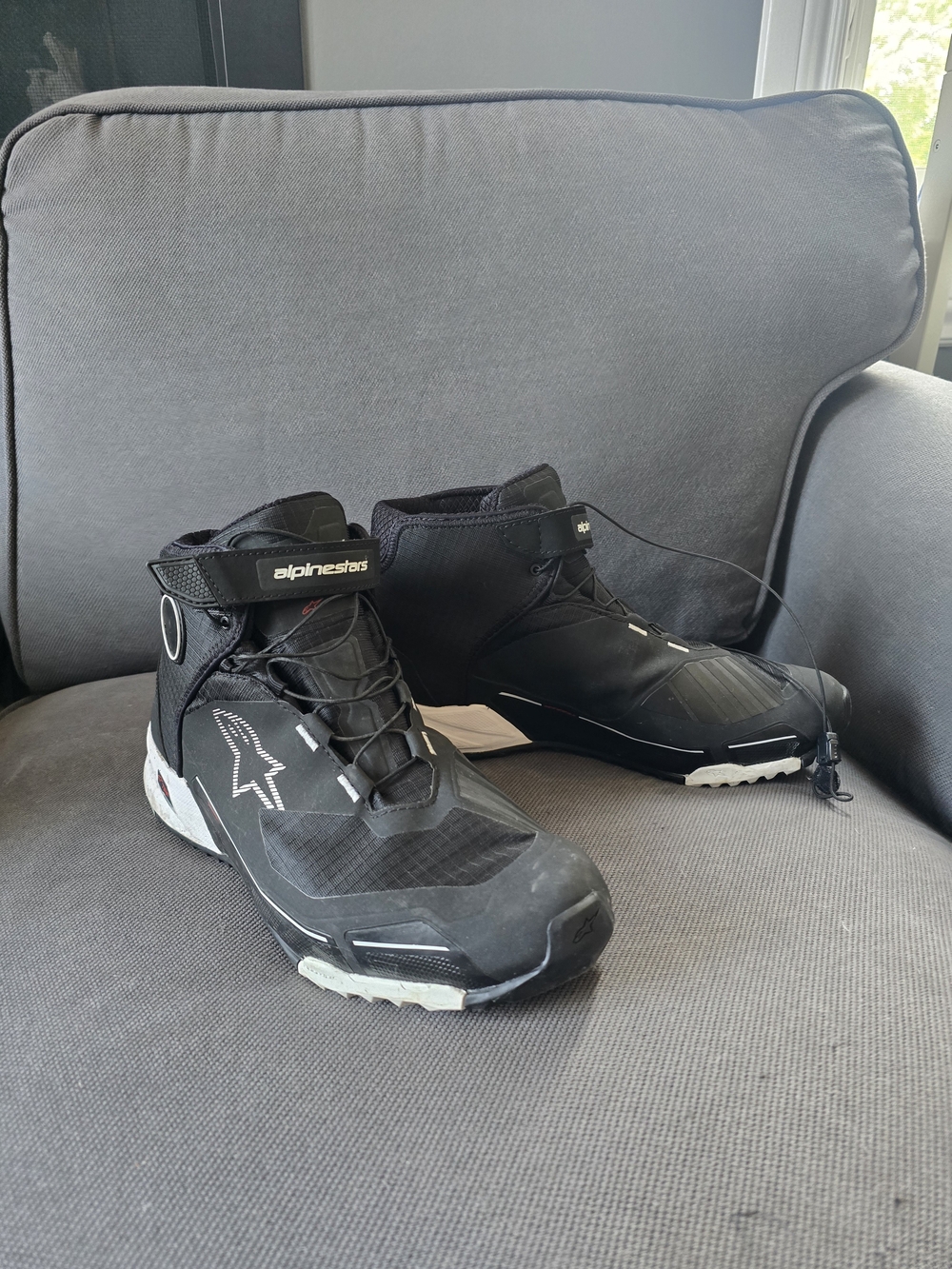 Alpinestars Black and White Motorcycle Boots